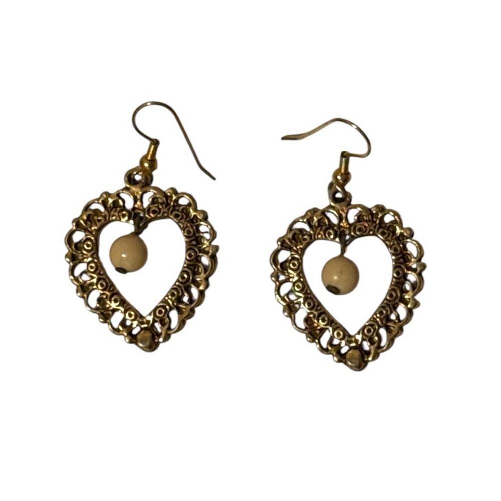 Heart Shaped Gold Tone Earrings